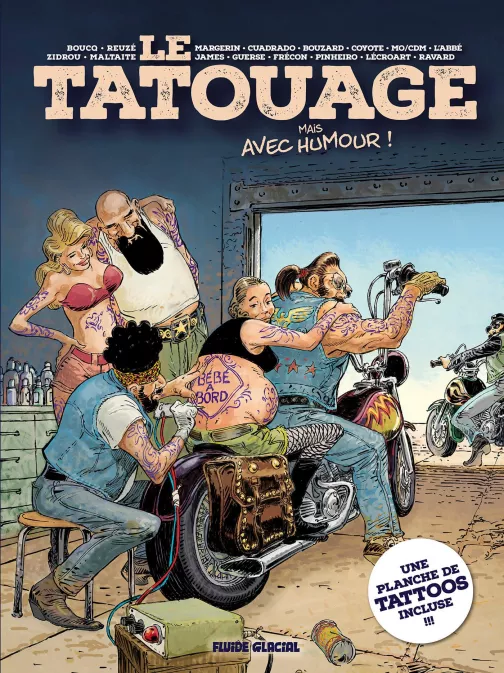 Collection COLLECTIF, série LE TATOUAGE MAIS AVEC HUMOUR, BD Le Tatouage mais avec humour + 1 planche de tatouages